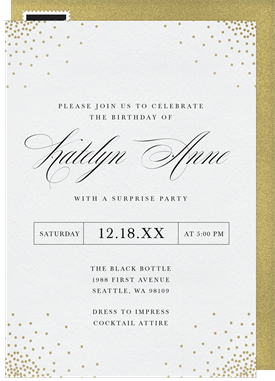 'Elegant Confetti' Adult Birthday Invitation