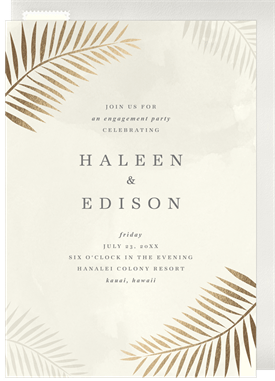 'Foil Palm Leaves' Party Invitation