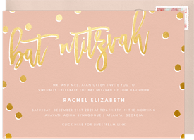 'Shimmer Bat Mitzvah' Virtual / Remote Invitation