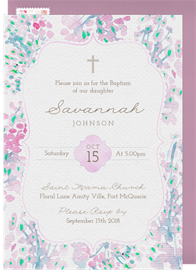 'Gorgeous Watercolor Pastels' Baptism Invitation