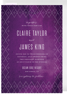 'Painted Diamond Frame' Wedding Invitation