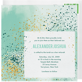 'Modern Splatter' Bar Mitzvah Invitation