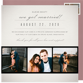 'Vintage Polaroid Trio' Wedding Announcement