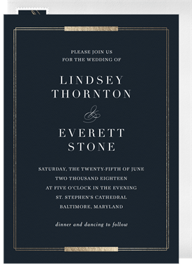 'Simple Foil Frame' Wedding Invitation