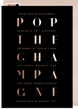 'Champagne Grid' Adult Birthday Invitation