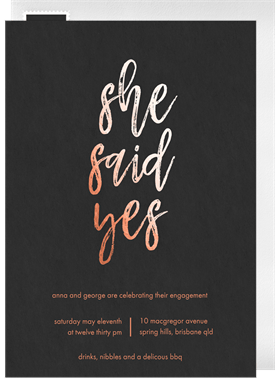 'She Said Yes' Party Invitation