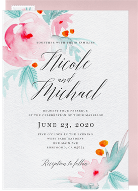 'Watercolor Blooms' Wedding Invitation