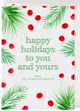 'Berries & Pine Needles' Business Holiday Greetings Card