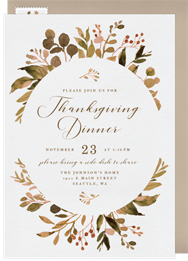 'Fall Wreath' Thanksgiving Invitation