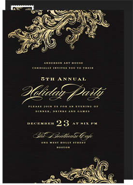 'French Filigree' Business Holiday Party Invitation