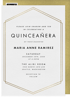 'Simple Hexagon Border' Quinceañera Invitation