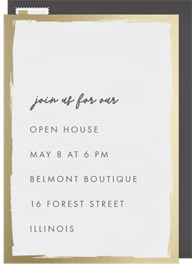 'Brushed Gold Border' Open House Invitation