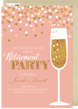 'Champagne & Confetti' Retirement Invitation