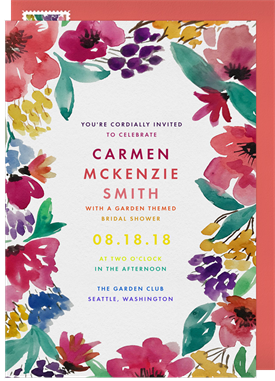 'Bright and Bold Florals' Bridal Shower Invitation