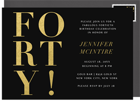 'Forty!' Adult Birthday Invitation