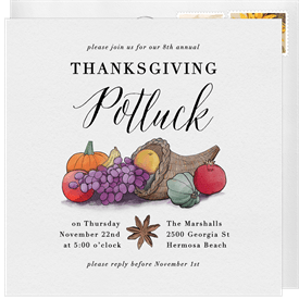 'Colorful Cornucopia' Thanksgiving Invitation