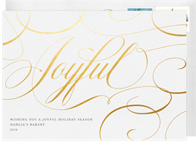 'Joyful Script Flourish' Business Holiday Greetings Card