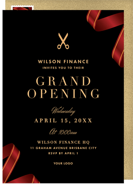 'Corner Ribbon' Grand opening Invitation