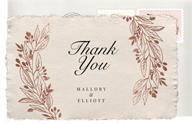 'Rose Gold Laurels' Wedding Thank You Note