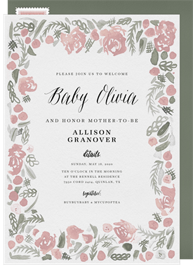 'Soft Floral Frame' Baby Shower Invitation