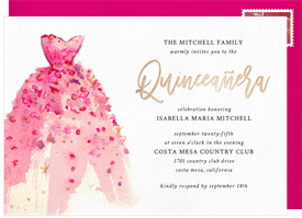 'Girly Gown' Quinceañera Invitation