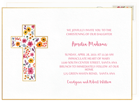 'Floral Cross' Baptism Invitation