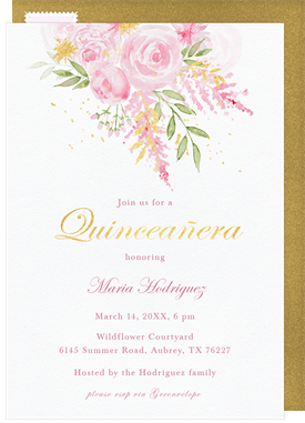 'Floral Sparkle' Quinceañera Invitation