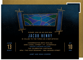 'Mosaic Torah Scroll' Bar Mitzvah Invitation