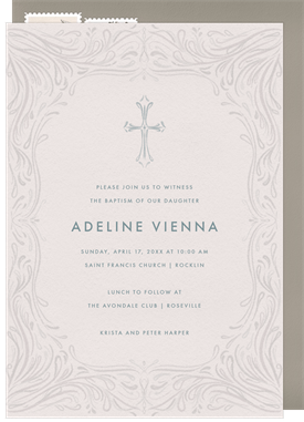 'Intricate Cross' Baptism Invitation