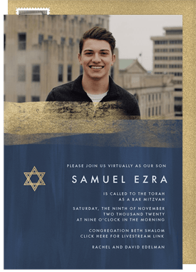 'Brushed Gold' Bar Mitzvah Invitation