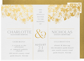 'Gilded Vintage Floral' Wedding Invitation