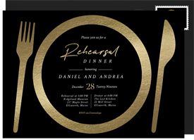 'Stylized Table Setting' Rehearsal Dinner Invitation