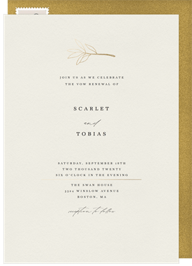 'Gilded Leaf' Vow Renewal Invitation