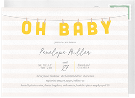 'Oh Baby Clothesline' Baby Shower Invitation