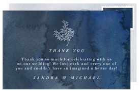 'Ocean Blue Watercolor' Wedding Thank You Note