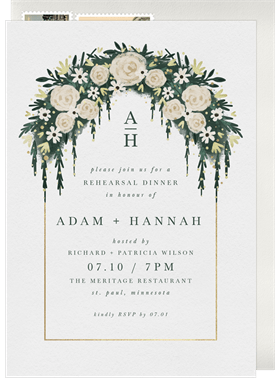 'Floral Arch' Rehearsal Dinner Invitation