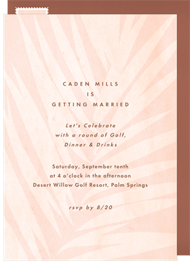 'Boho Palm Leaves' Bachelor Party Invitation