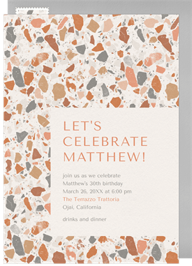 'Trendy Terrazzo' Adult Birthday Invitation