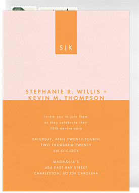 'Colorblocked' Anniversary Party Invitation