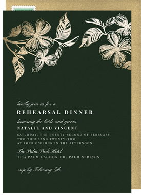 'Gold Florals' Rehearsal Dinner Invitation