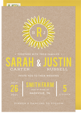 'Sunflower on Kraft Paper' Wedding Invitation