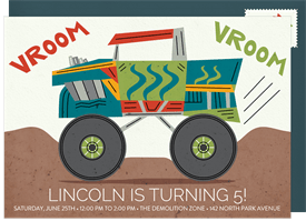 'Big Wheel Truck' Kids Birthday Invitation