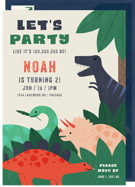 'Dino Party' Kids Birthday Invitation