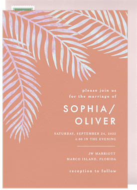 'Watercolor Palm Leaves' Wedding Invitation