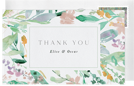 'Floral Watercolor Frame' Wedding Thank You Note