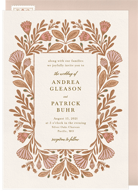 'Whimsical Floral Border' Wedding Invitation