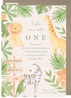 'First Safari' Kids Birthday Invitation