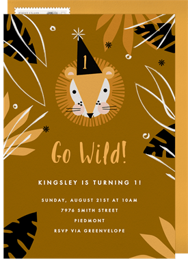 'Wild Lion' Kids Birthday Invitation