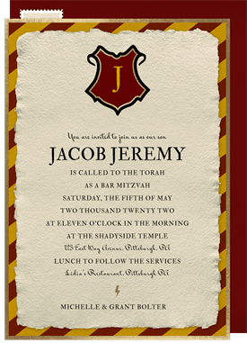 'Wizarding House' Bar Mitzvah Invitation