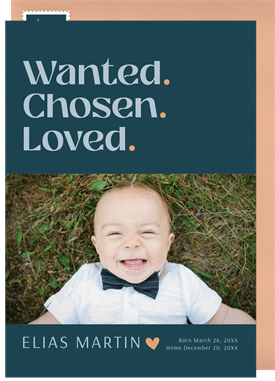 'Wanted Chosen Loved' Birth Announcement